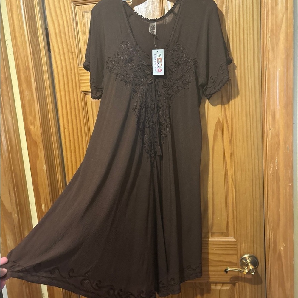 India Boutique Brown Embroidered Dress